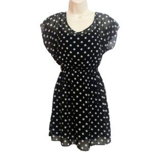 🌺 3/$20 | F21 Polka Dot Chiffon Scoop Neck Mini Sun Dress Black/White M